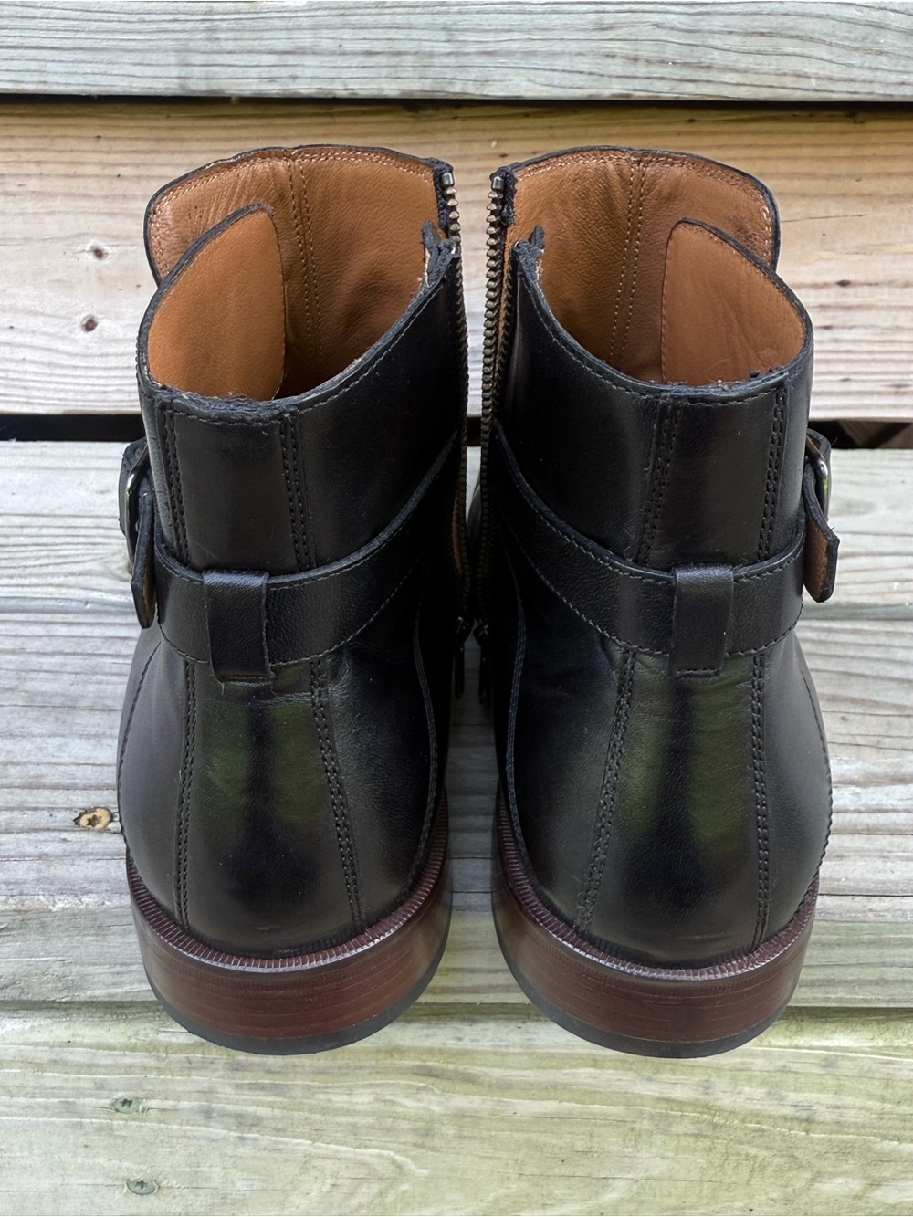 Johnston & Murphy Black Leather Ankle Boots Buckle Jodhpur Zip Mens 10.5 M Dress - Picture 9 of 16